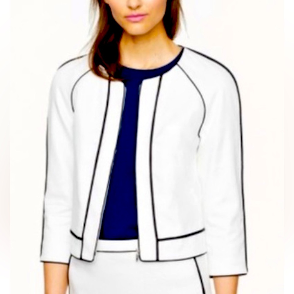 J. Crew Herringbone 100% Linen Zip Blazer
